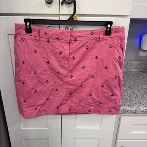 British Khaki Pink Mini Skirt with Navy Anchor Embroidery